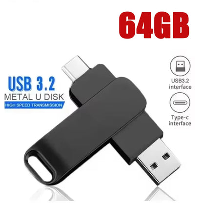 With Metal Pendrive USB Drives Type-C Memoria For Xiaomi 512GB High Speed WaterProof 256GB USB 3.2 Flash Drives U Disk USB Stick