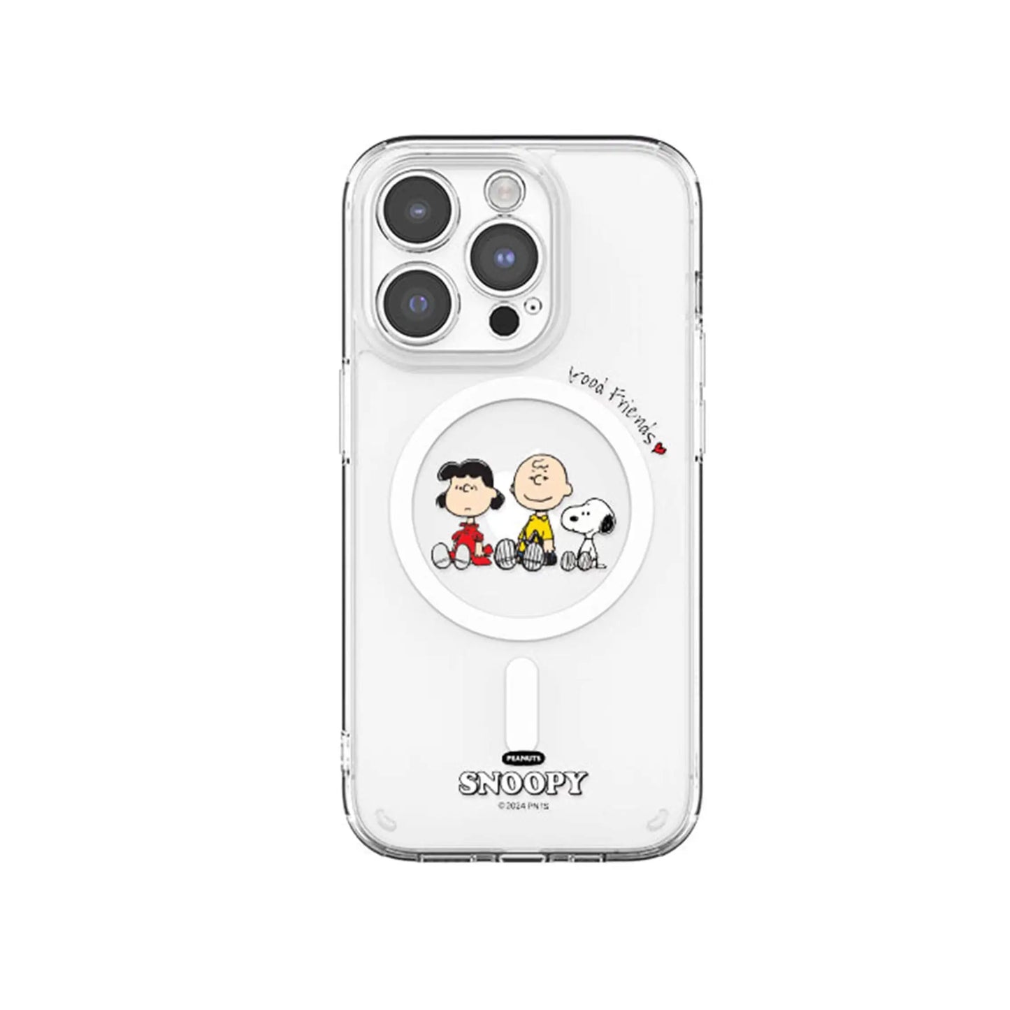 S-Snoopy Wireless Charging Case for iPhone 17 Air 16 E 15 14 13 12 Mini 11 Pro Max Transparent Acrylic Silicone Edge Hard Cover