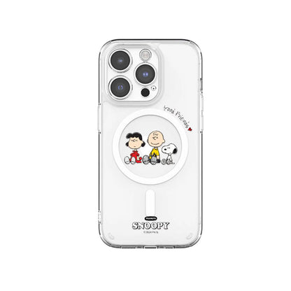 S-Snoopy Wireless Charging Case for iPhone 17 Air 16 E 15 14 13 12 Mini 11 Pro Max Transparent Acrylic Silicone Edge Hard Cover