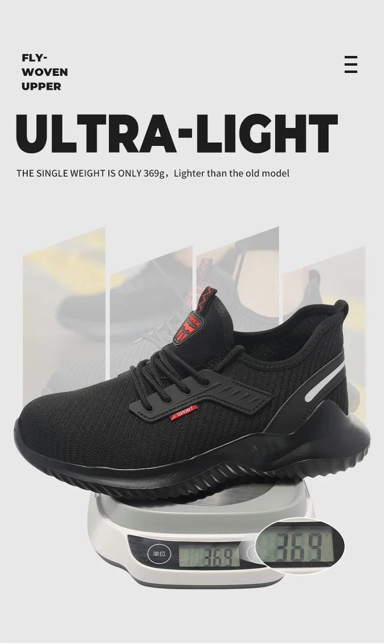 Lightweight Safety Shoes Men Steel Toe Sneakers Puncture Proof Breathable Safety Boots Man Dangerous Construction Work Foorwear