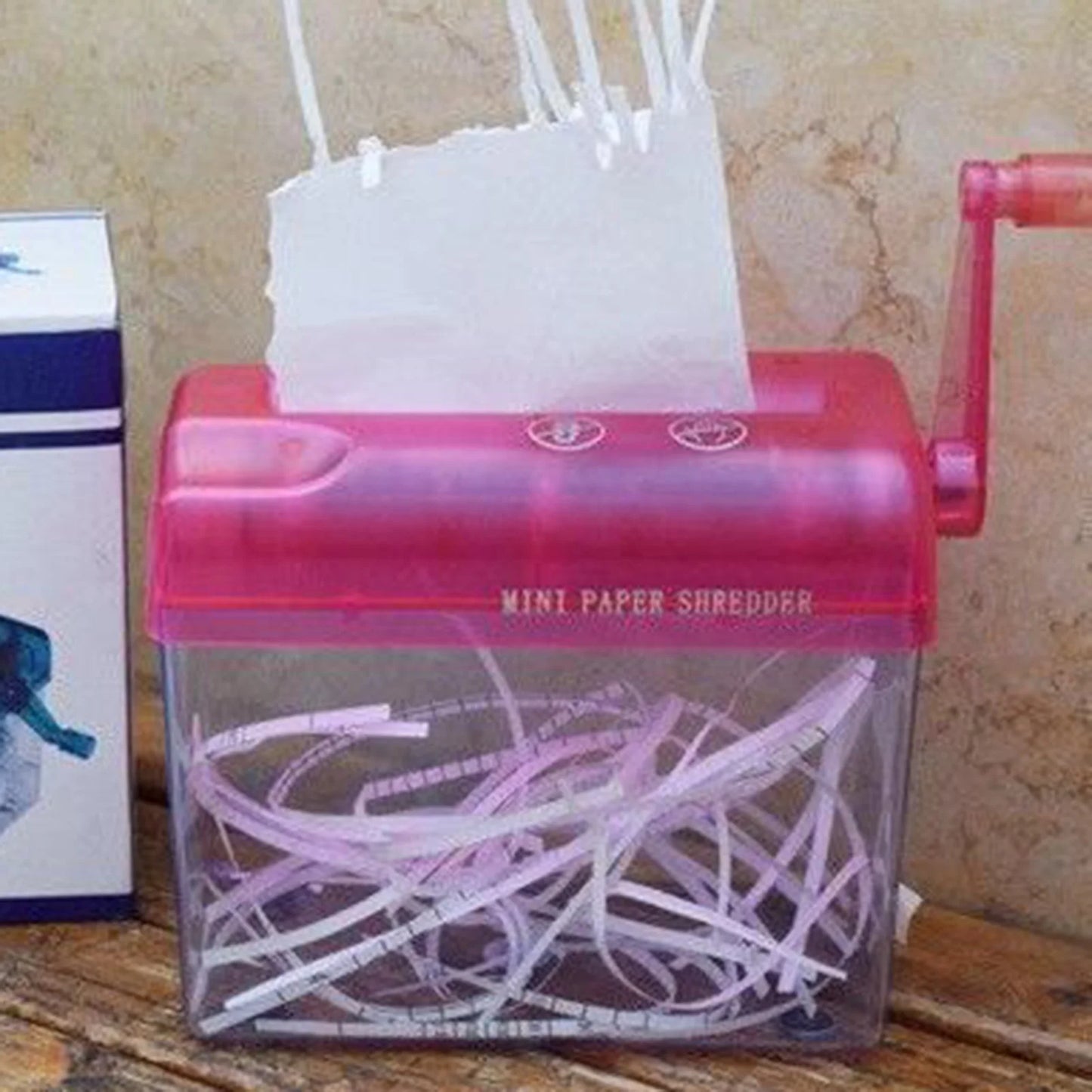 Portable Manual Paper Shredder Easy to Use with Transparent Plastic Window Bin Suitable for Home Office Shelf