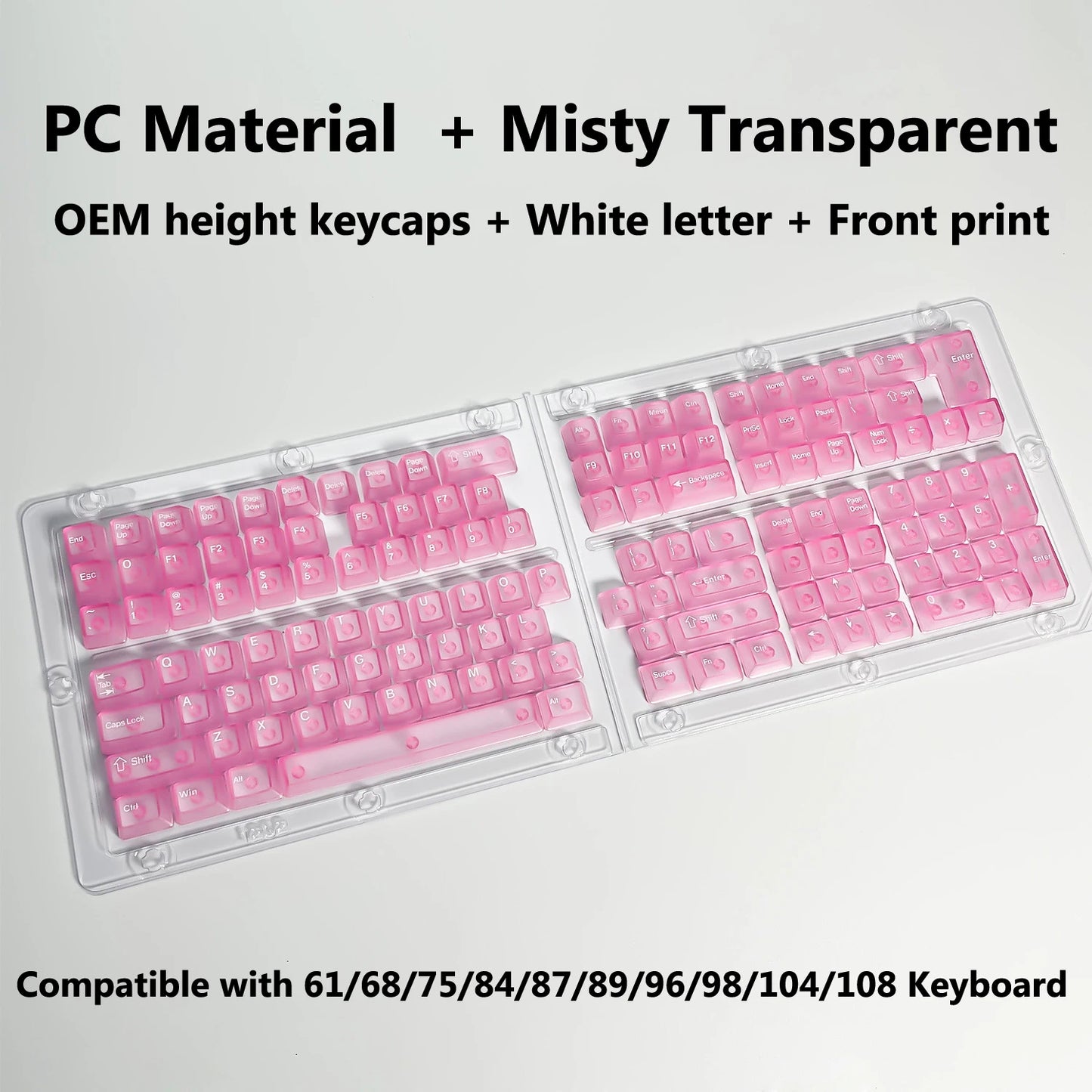 Full Sets Transparent Keycaps for Mechanical Keyboard Front/Side/None Print RGB Backlit Full/Misty Transparent Keycap 130+ Key