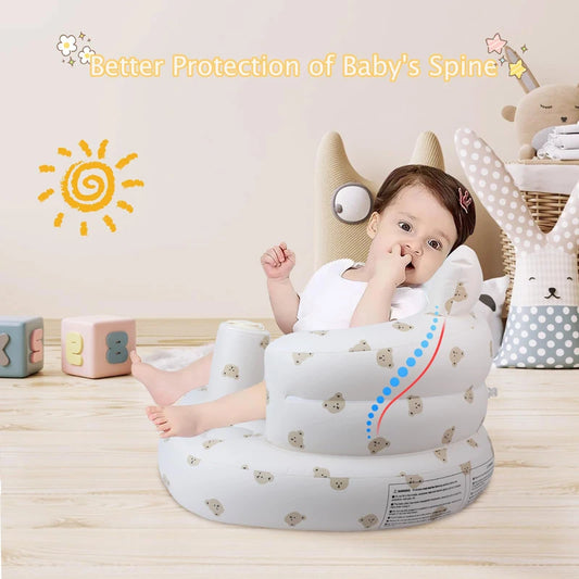 Inflatable Baby Sofa for Babies 3 Months & Up, Children's Inflatable Sofa, Baby Seats for Infants, Blow Up with Built-in Air Pump