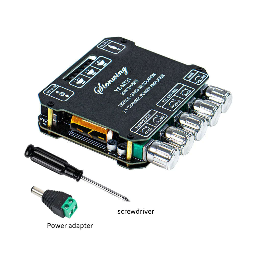 2.1 Channel Bluetooth 5.0 Subwoofer Amplifier Board 50W x 2 + 100W Power Audio Stereo Amplifier Board Bass AMP AUX