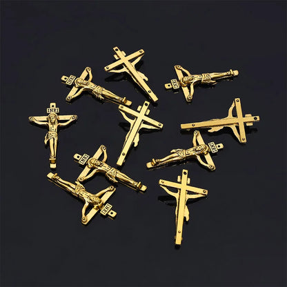10 Pieces/Catholic Rosary Gold Plated Connector Necklace Bracelet Connector, Many Jesus Christ Statue Necklace Bracelet Triangle