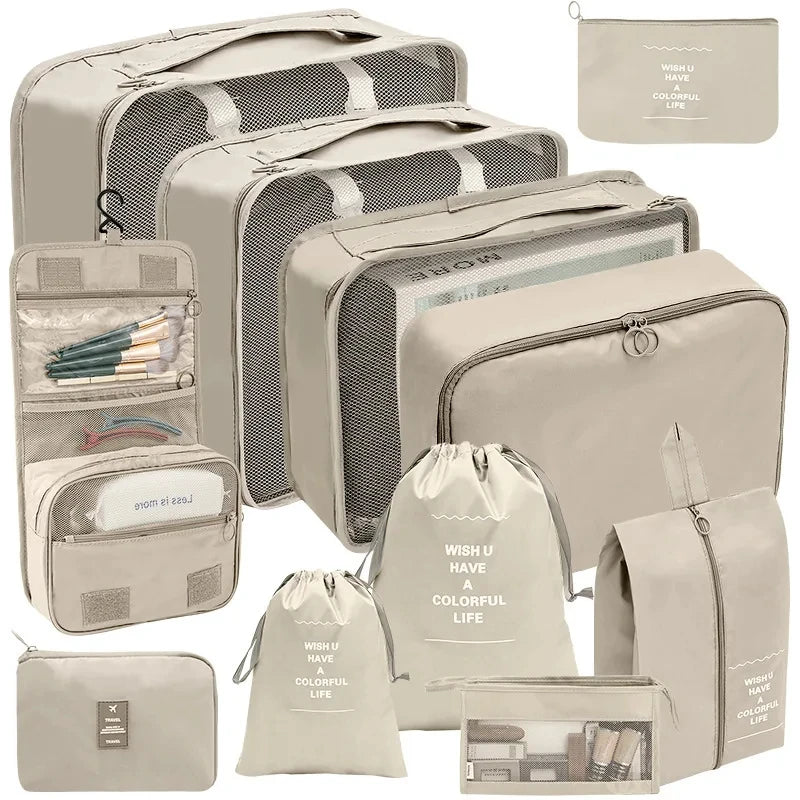 11 PCS/Set Travel Storage Bag Clothes Organizer Bags Luggage Suitcase Organizer Waterproof Wash Bag Clothes Storage Ziplock Bag