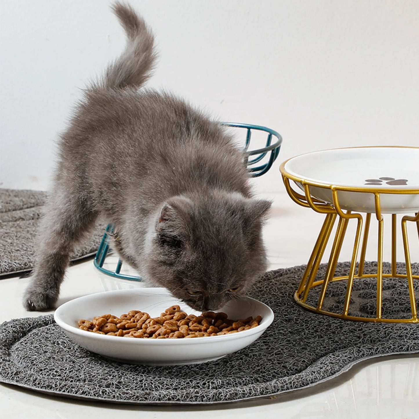 Pet Ceramic Bowl Nordic High Footed Ceramic Cat Food Bowl Snack Can Plate Anti Overturning Kitten Puppy Food Water Feeding Bowl