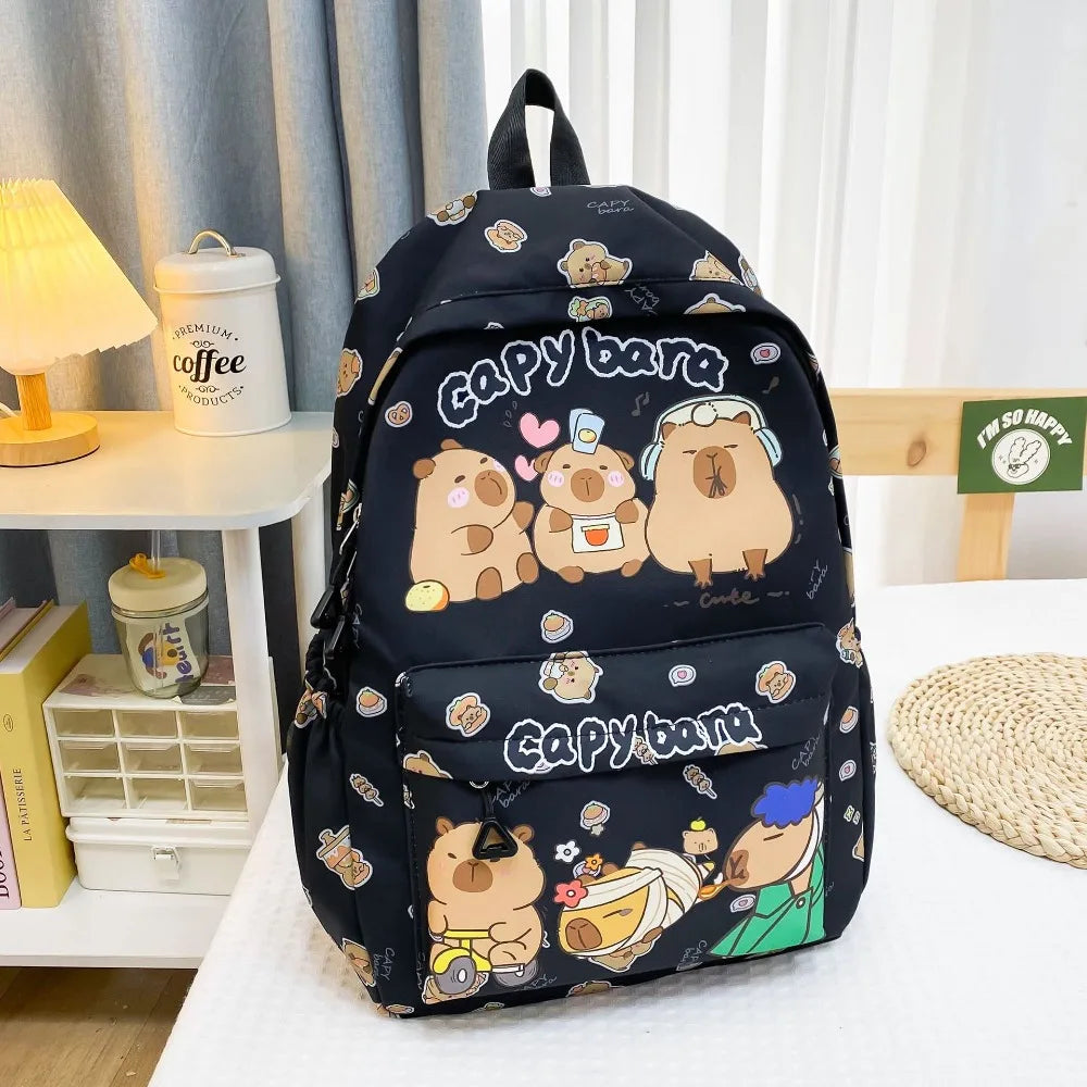 Cute Large Capacity Capybara Backpack, Cartoon Breathable Student Schoolbag, Nylon Ultra-light Book Bag, Back to school Girl