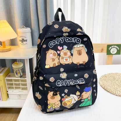 Cute Large Capacity Capybara Backpack, Cartoon Breathable Student Schoolbag, Nylon Ultra-light Book Bag, Back to school Girl