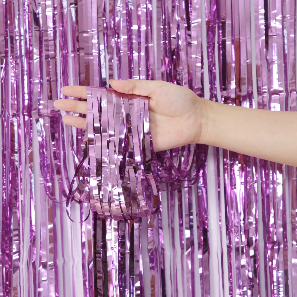 2/3M Party Background Wedding Decoration Foil Fringe Curtain Sequin Bachelorette Photo Backdrop Wall Curtain Birthday Baby Shower
