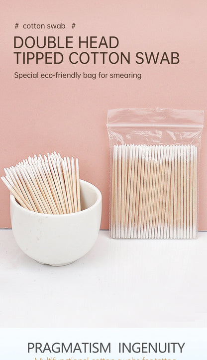 100/300Pcs, Double Head Cotton Swab, Women Makeup, Cotton Buds Tip For Medical Wood Sticks, Nose Ears Cleaning Health Care Tools