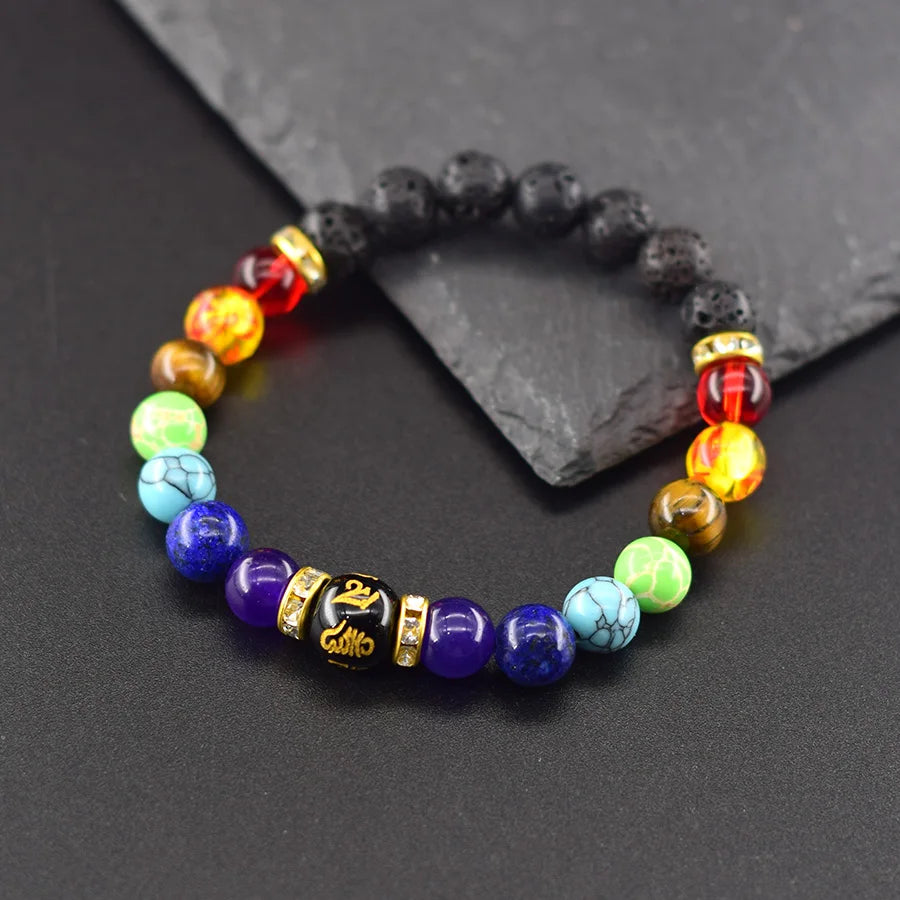 7 Chakra Bracelet Men Women Natural Crystal Healing Anxiety Jewelry Mandala Yoga Meditation Bracelet Rainbow 7 Color Bracelet