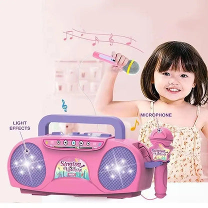 Kid Karaoke Singing Machine with Microphone Portable Musical Instrument with Light Educational Toy Girl Boy Party Birthday Gift