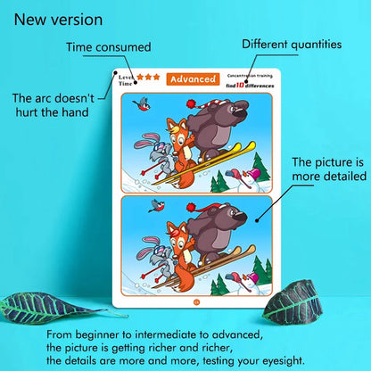 Find the Difference, Fun Concentration Training Game Pictures, Educational Items, Find Different Places, Reusable Erasable Pictures