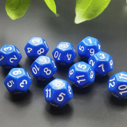 D12 12 Faces DND Dice Transparent Acrylic 12 Side Dice Set Polyhedral TRPG, Mtg, Rpg, Dice for DND or COC Game, 10PCs per Set