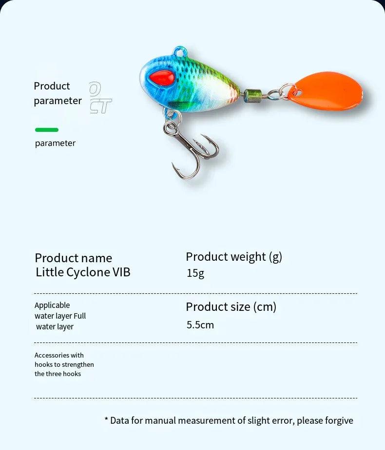Spoon Spinner Bait Sinking Wobblers Baits Metal Jig VIB Lure Rotating Sequin Tail Lures Far Casting Fishing Baits for Sea Bass