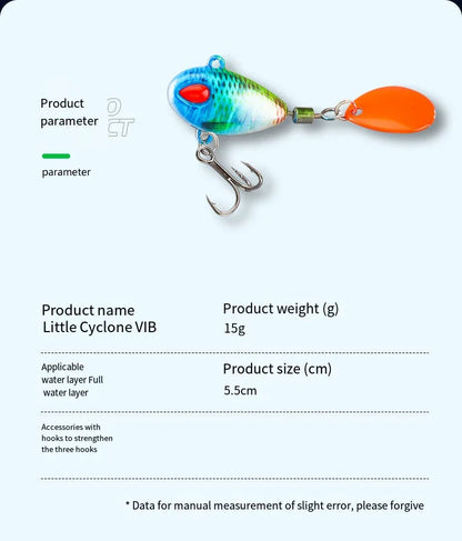 Spoon Spinner Bait Sinking Wobblers Baits Metal Jig VIB Lure Rotating Sequin Tail Lures Far Casting Fishing Baits for Sea Bass