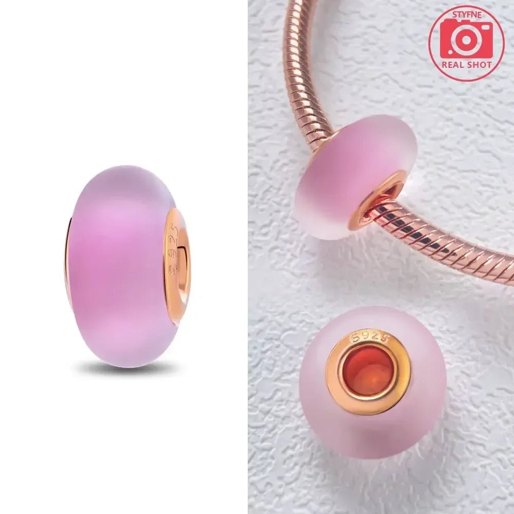 Silver 925 Colorful Flower Series Murano Glass Beads Charm Fit Original Bracelet Murano Glass DIY for Women Jewelry Gift