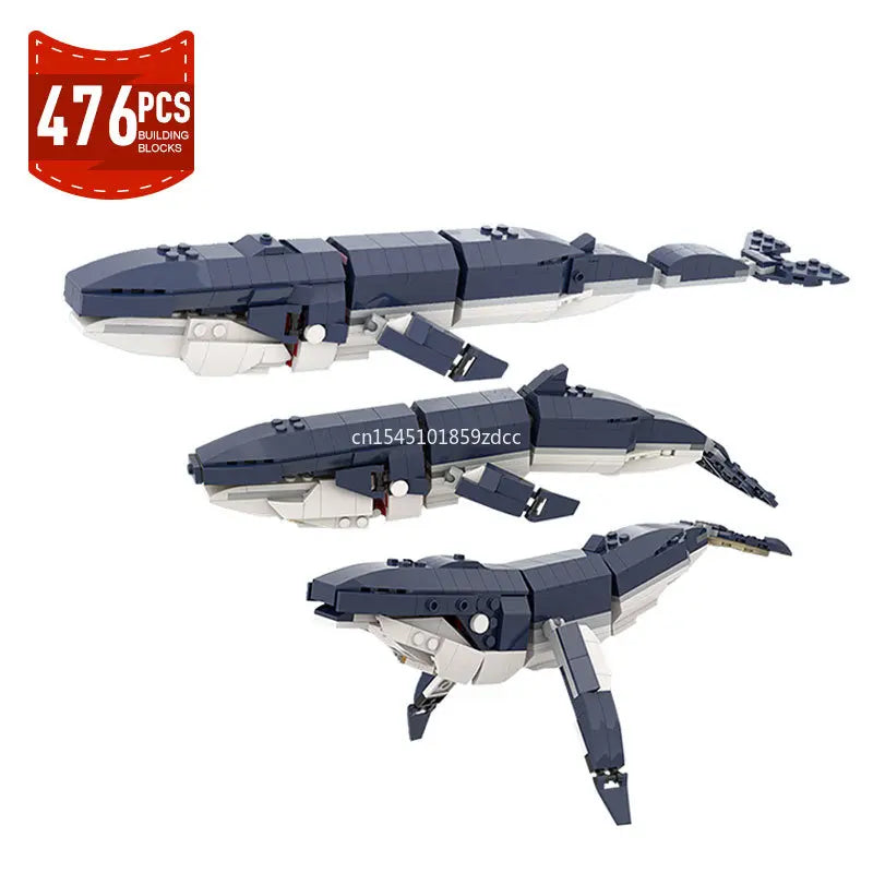 MOC Marine Animals Shark Whale Megalodon Building Blocks Set Deep Sea Rescue Fish Bricks Educational Assembly Model Toys Gifts