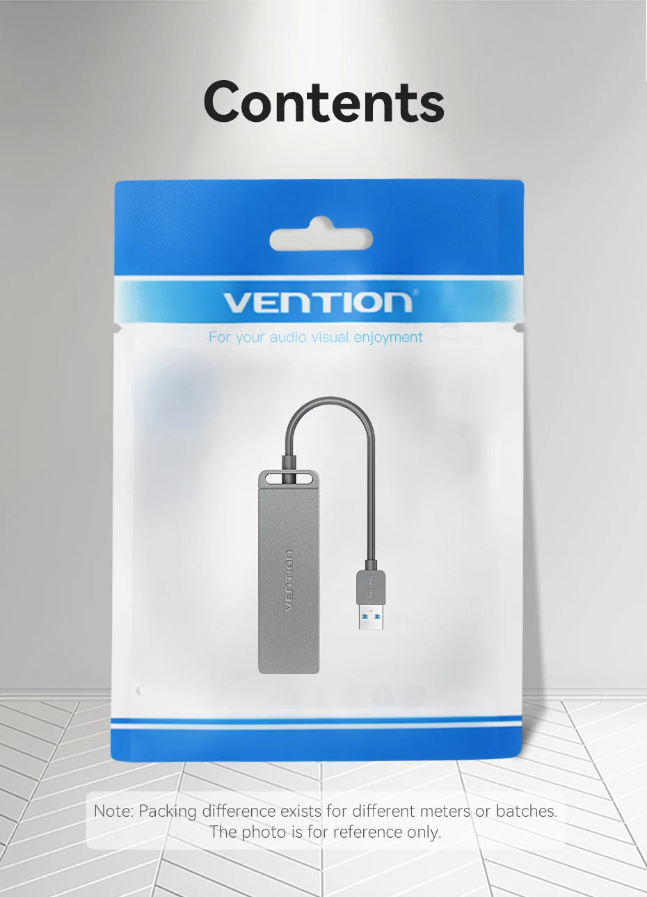 USB Hub, High Speed 4 Ports, Multi USB 3.0 to USB 3.0 Hub Splitter Adapter for MacBook Pro iPad Pro Xiaomi Lenovo USB Hub, VENTION