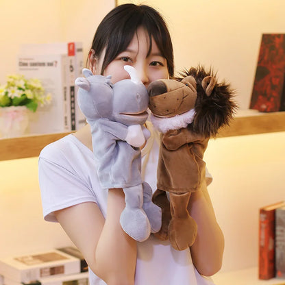 Cartoon Animal Hand Puppet Parent-child Game Doll, 35cm, Stuffed Gaming Doll, Lion Elephant Pig Appease Toys, Birthday Gifts For Children