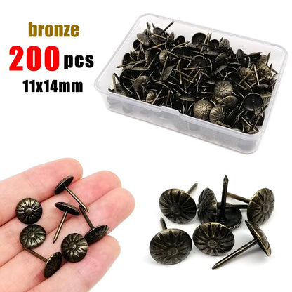200/300pcs Diameter 11mm Wooden Jewelry Gift Wine Case Box Sofa Decorative Tack Stud Upholstery Nail Pushpin Doornail Box Packed