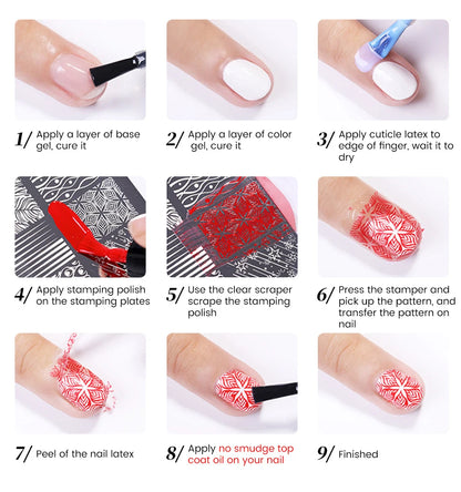 BORN PRETTY 10ml 25 Colors Nail Stamping Polish Nail Art Varnish with Peel Off Nail Latex Black White Colorful Stamp Polish