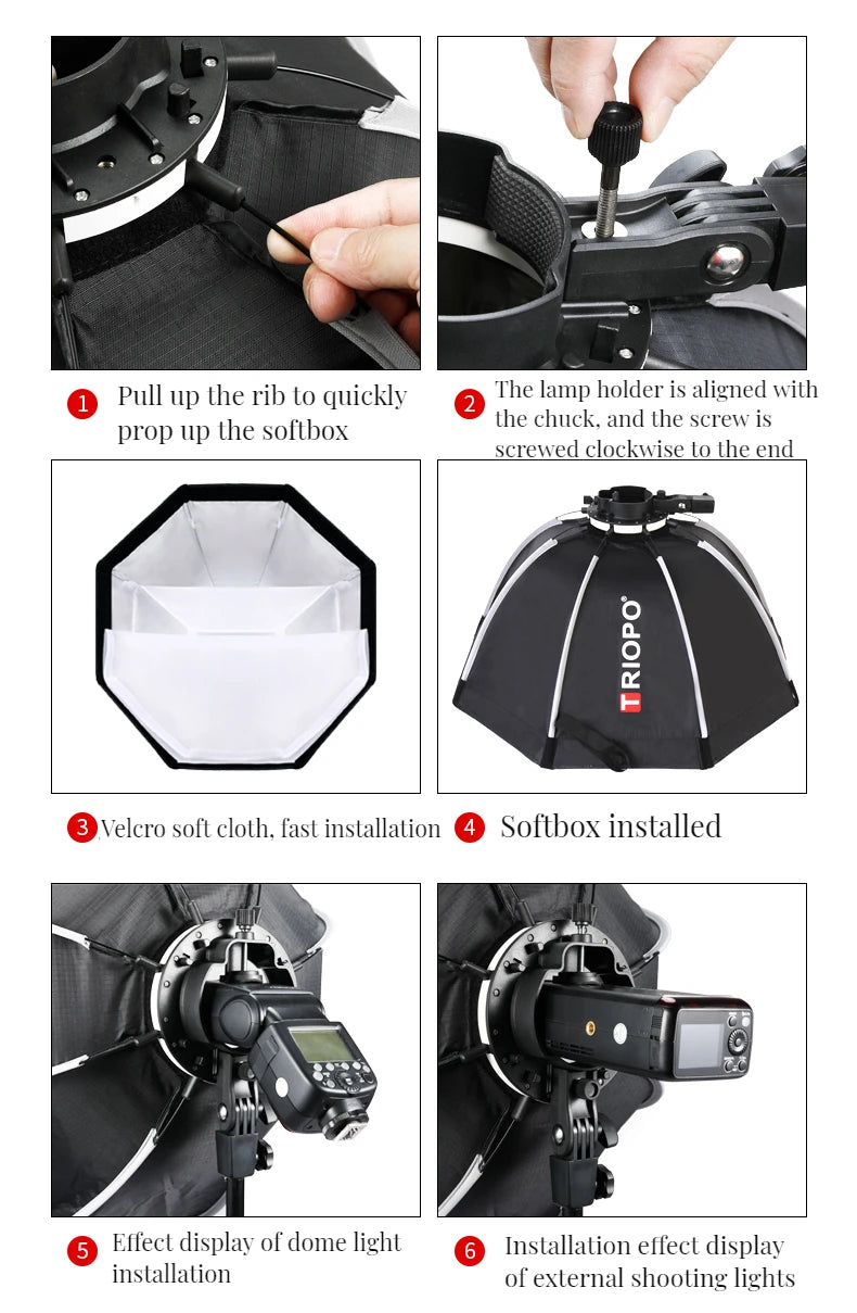 Softbox, Octagon Umbrella Light Box For Godox AD200 V1 Speedlite Flash Light, Photography Photo Studio, Triopo