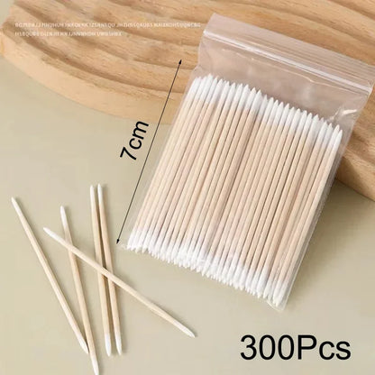 500/300/100Pcs Nails Wood Swab Clean Sticks Bud Tip Wooden Cotton Head Detail Corrector Manicure Nail Polish Remover Art Tool
