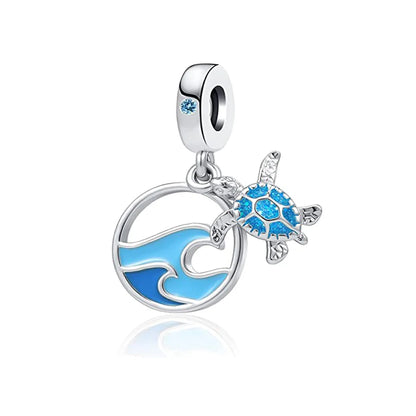 New 925 Silver Octopus crab Charm Bead Sea turtle starfish Seahorse dolphin Pendant Fit Original Bracelet Women DIY Jewelry Gift