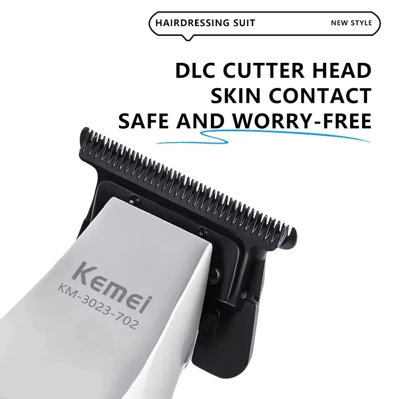 Kemei KM-3023-702 Baber Professional Hair Clipper Hair Cutting Machine With Charging Base For Men Electric Hair Trimmer Men Gift