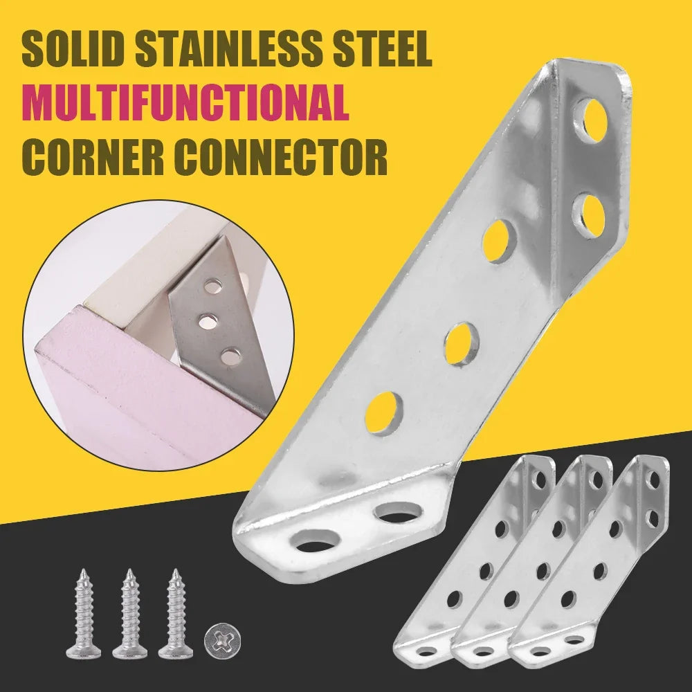 Corner Brackets, Stainless Steel Furniture Angle, Shelf Connector, Cabinet Support Fixing Frame Corner Brace
