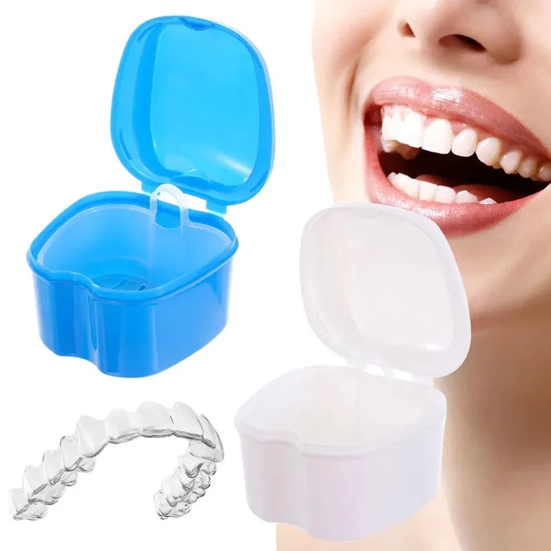 Caja de almacenamiento para dentaduras postizas con cesta colador, caja para dientes postizos, funda para retenedores de ortodoncia