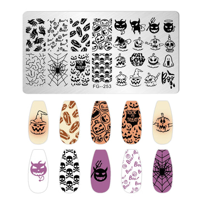 RJ Halloween Nail Stamping Plates, Beautiful zombie Festival Pattern Nail Art Image Plates, Stainless Steel Nail Art Plate Stencil