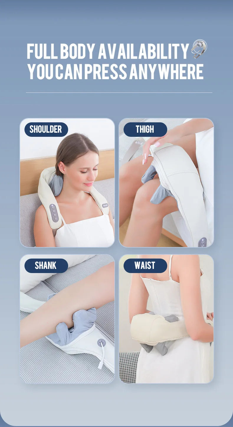 Foreverlily 26W Brushless Motor Neck and Shoulder Massager, Wireless Shoulder and Back Kneading Massage Shawl, Neck Masajeador