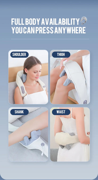 Foreverlily 26W Brushless Motor Neck and Shoulder Massager, Wireless Shoulder and Back Kneading Massage Shawl, Neck Masajeador