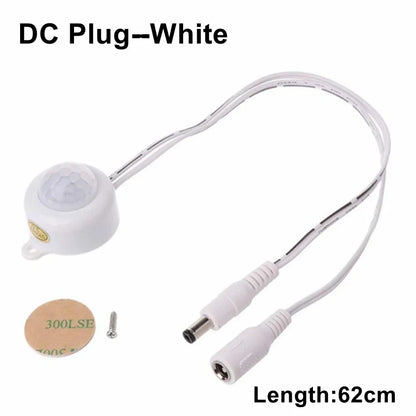 USB/DC Plug Adjustable PIR Infrared Human Motion Sensor Switch DC5V 12V 24V Smart Switch for LED Light Strip Night Lamp Bulb