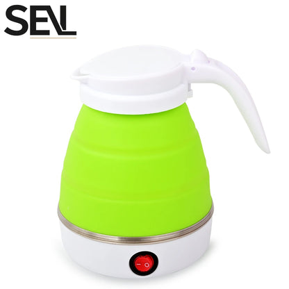 0.6L Mini Foldable Electric Kettle, Portable Electric Kettle, Household Travel Water Heater, Silicone Compression 110V-220V
