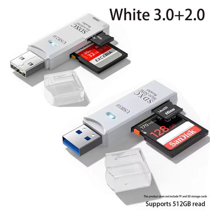 2-in-1 Multi-Functional USB 3.0 Card Reader Micro SD TF Memory Card Reader USB Flash Drive Card Reader Adapter for PC Laptops Accessories