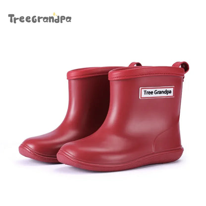 Kids Rain Boots Girls Boys Rainboots Anti-Slip Children Baby Rain Shoes PVC Waterproof Mid-Calf Water Shoes Soft Rubber