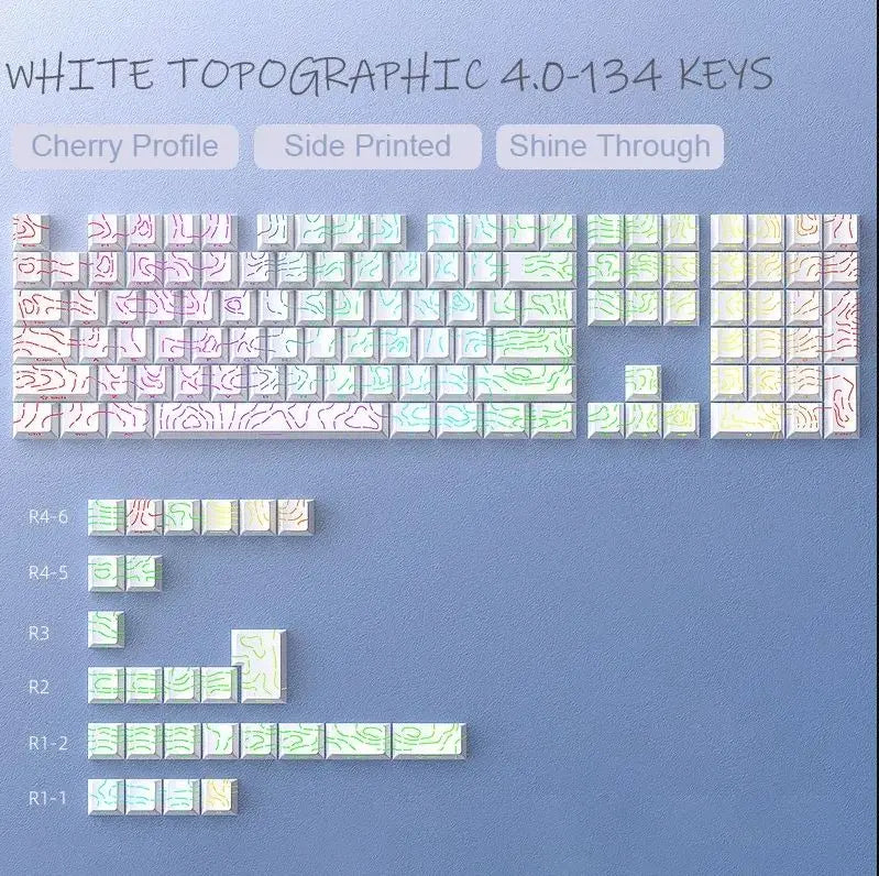 Contour 4.0 Side Engraved Keycap PBT Translucent 97 Key Gaming Mechanical Keyboard Key Cap White For Magnetic Switch F75 GMK87