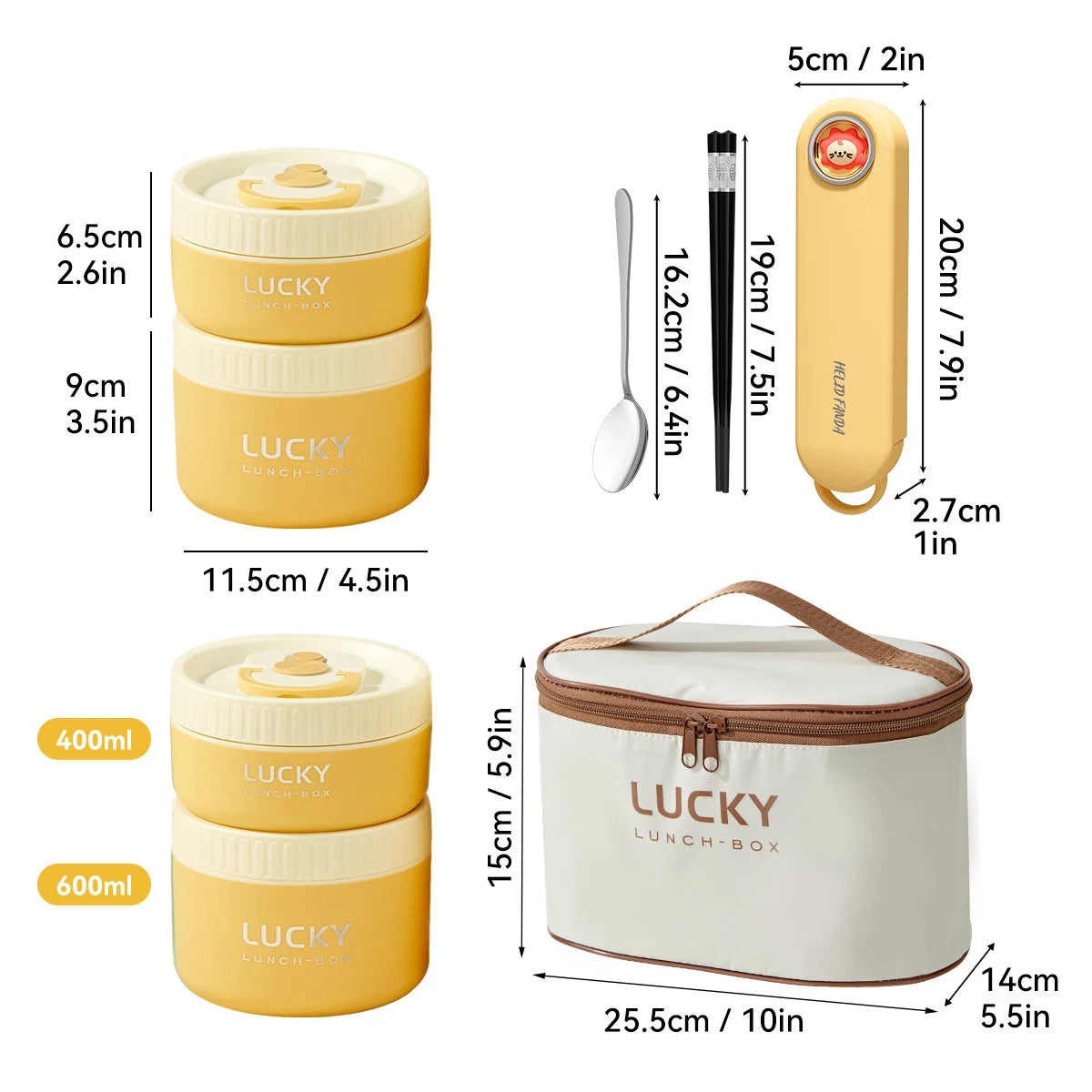 WORTHBUY Portable Insulated Lunch Box 304 Stainless Steel Bento Box With Cutlery&Thermal Bag Microwave Leak-proof Food Container