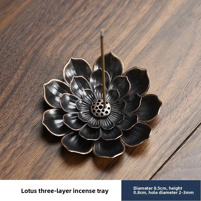 1Pcs Porous Lotus Zen Line Incense Insertion 2-In-1 Incense Holder Sandalwood Burner Lncense Plate Tray Retro Home Decorations