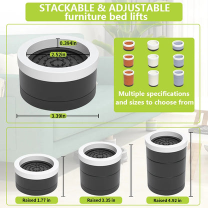 Stackable Furniture Heightening Foot Pads: Table Leg Pads, Coffee Table & Cabinet Base Risers, Bed Leg Heightening Pads