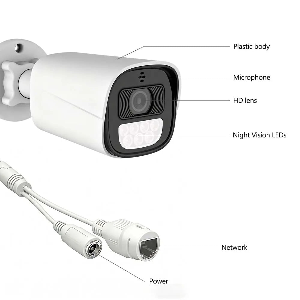 4K 5MP 4MP Home PoE IP Security Camera Outdoors Waterproof Audio Color Night Vision Surveillance Bullet Camera for NVR