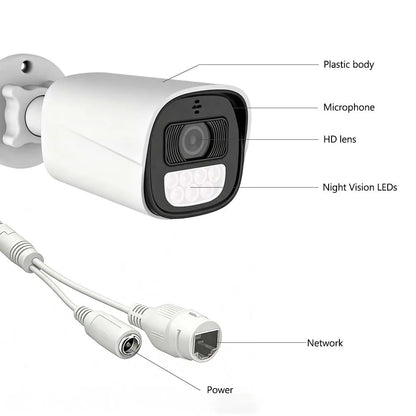 4K 5MP 4MP Home PoE IP Security Camera Outdoors Waterproof Audio Color Night Vision Surveillance Bullet Camera for NVR