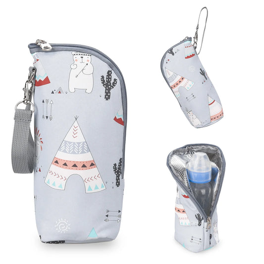 Baby Bottle Bag Portable Mother Feeding Bottle Warmer Baby Feeding Aluminum Foil Insulation Outing Stroller Hanging Bag