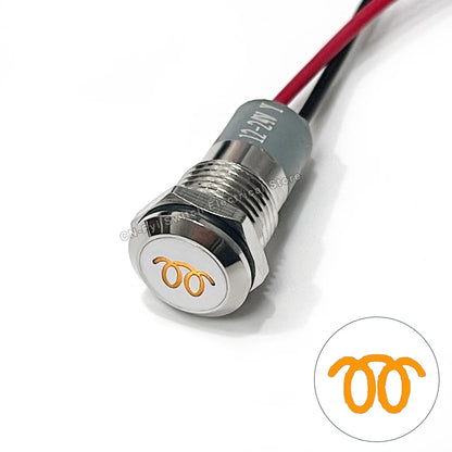 8/12/14MM Waterproof Symbol LED Indicator Light 12V 24V Silver Metal Indicator Turn Signal Pilot Light with Wire Car Dashboard