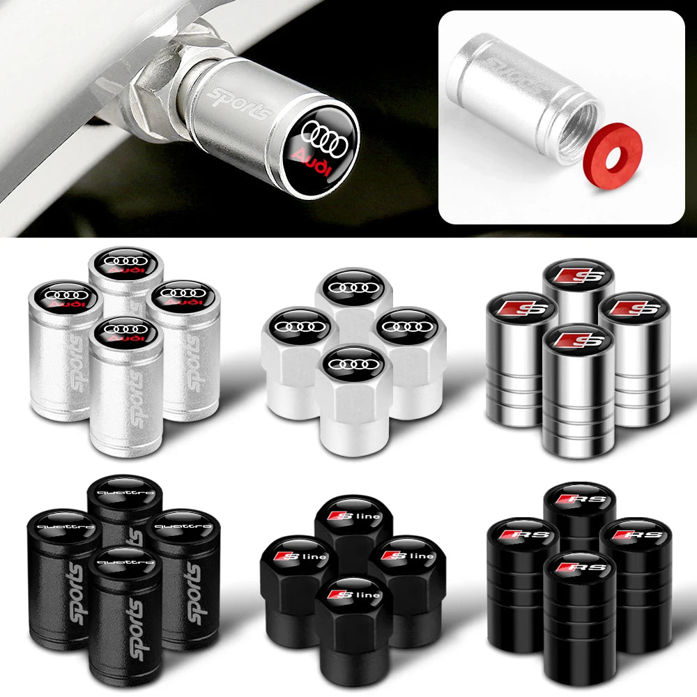 Tapas de válvula de neumático para coche con logotipo, accesorios para Audi Sline RS S TT A1 A2 A3 A4 A5 A6 A7 A8 8P B6 B7 B8 C5 C6
