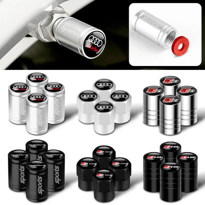 Tapas de válvula de neumático para coche con logotipo, accesorios para Audi Sline RS S TT A1 A2 A3 A4 A5 A6 A7 A8 8P B6 B7 B8 C5 C6